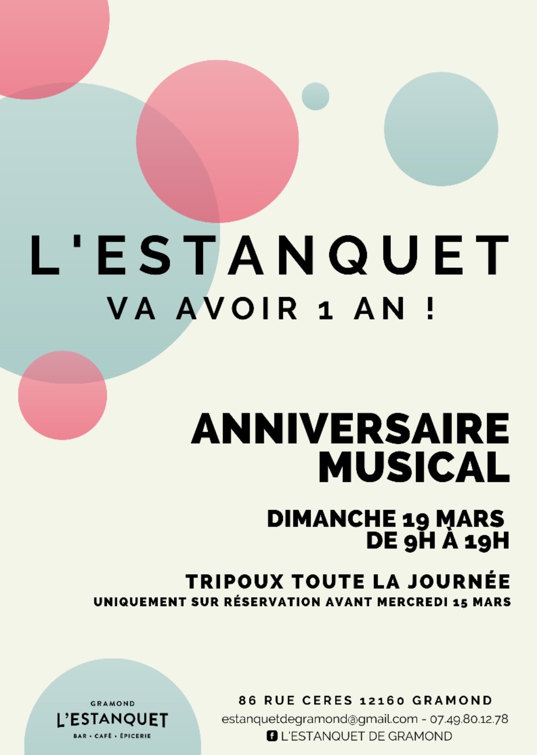 Lire la suite à propos de l’article Anniversaire de l’Estanquet !